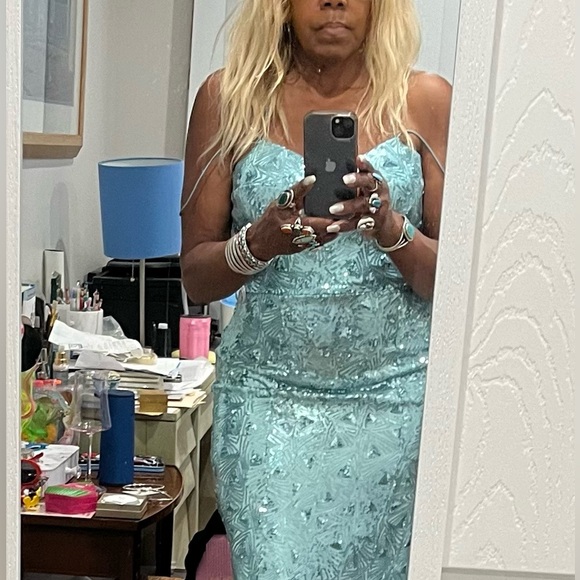 Speechless Blue Sequin Maxi Dress Mermaid Size 9 - Picture 6 of 13